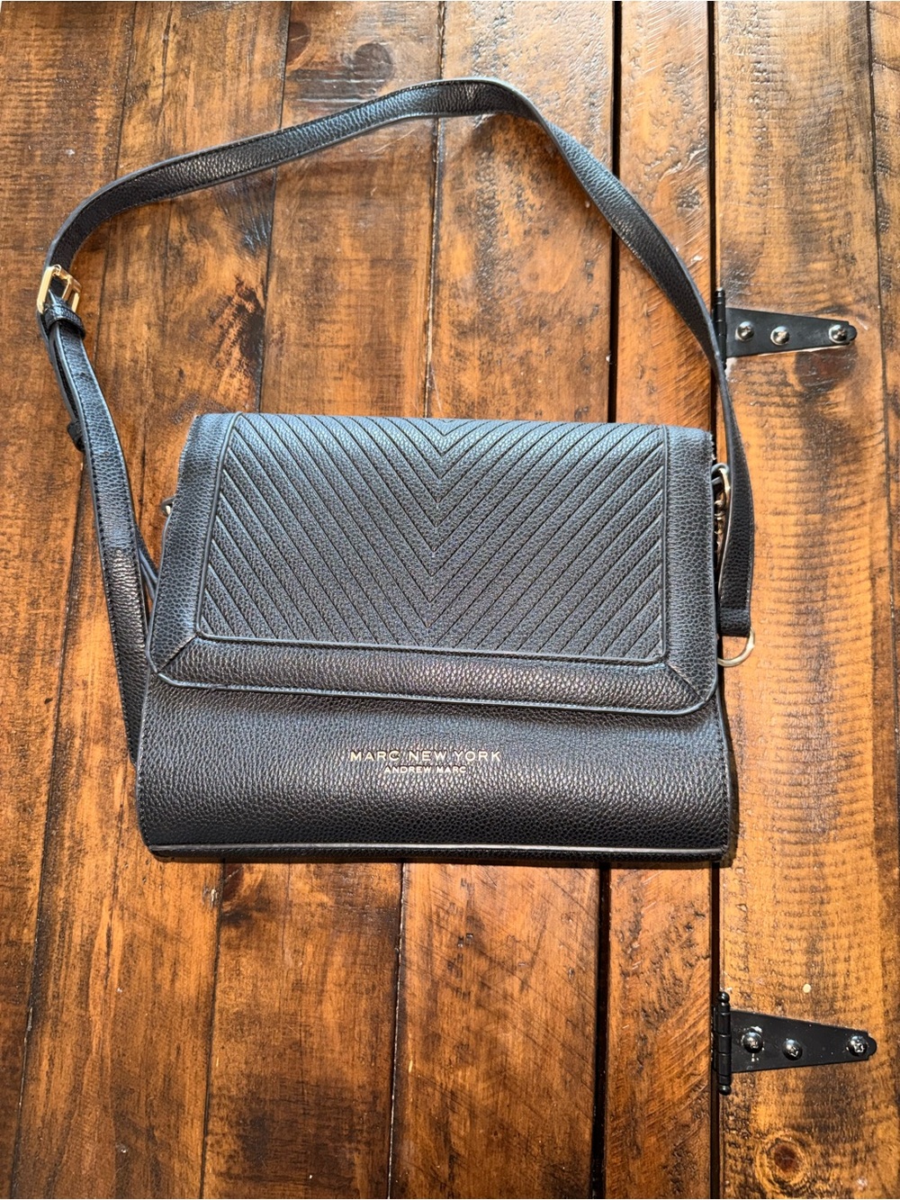Marc New York Black Quilted Chevron Flap Crossbody Bag